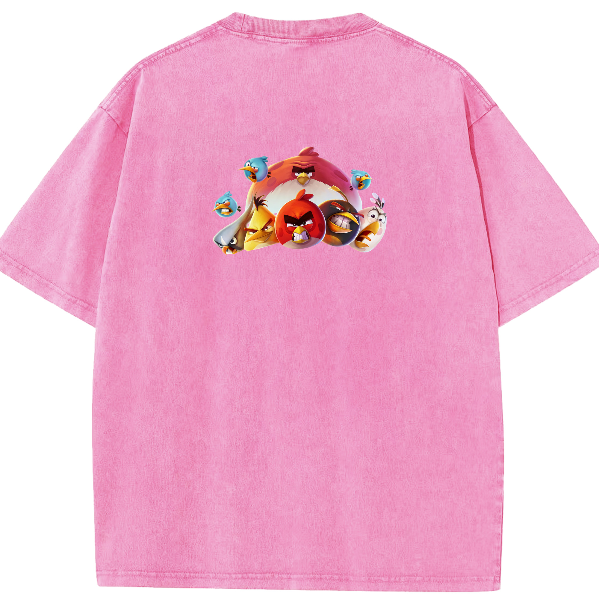 （画像用） Angry Birds アングリーバード 綿100% ヴィンテージ風 半袖Tシャツ（背面プリント）